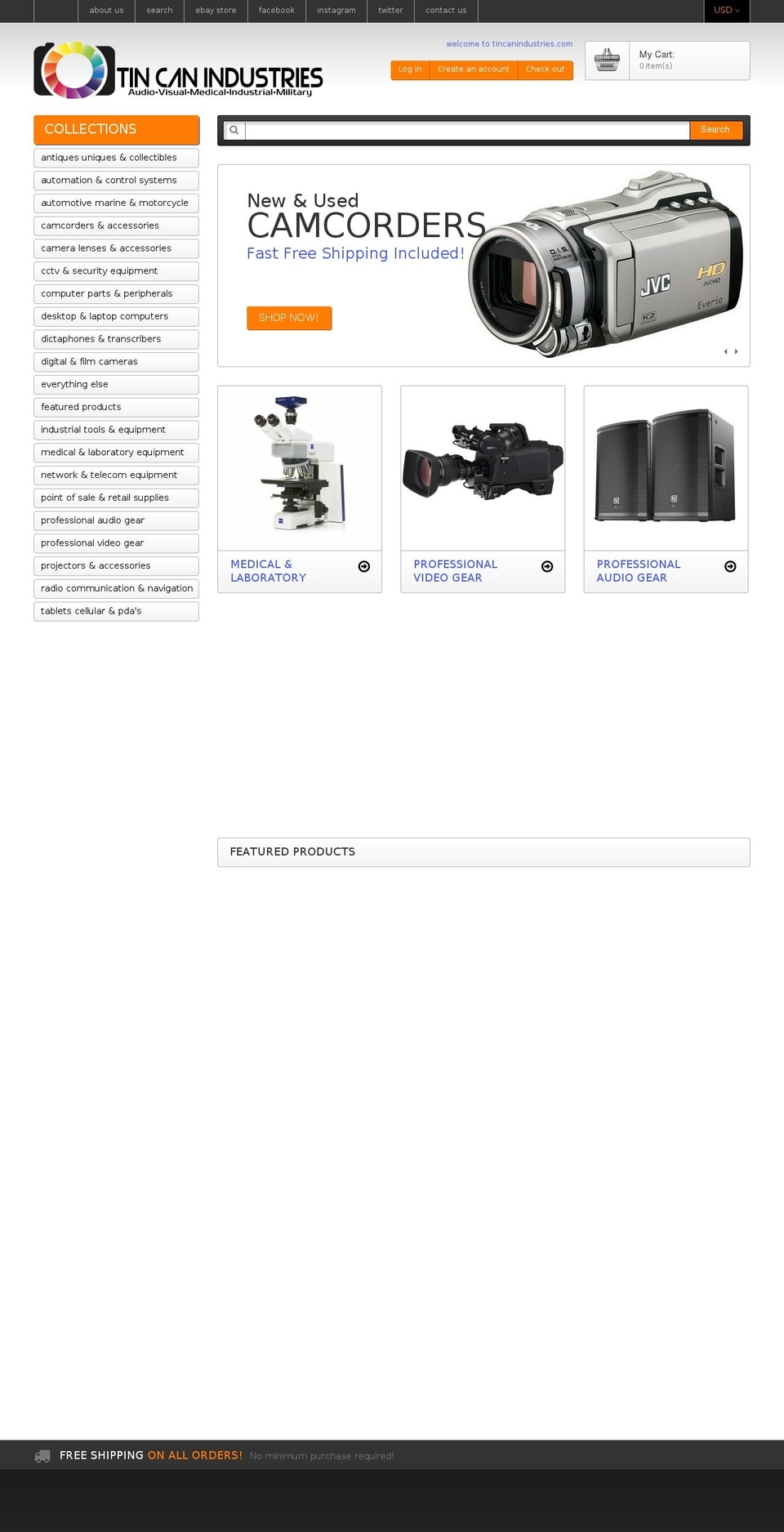 tincanindustries.com shopify website screenshot