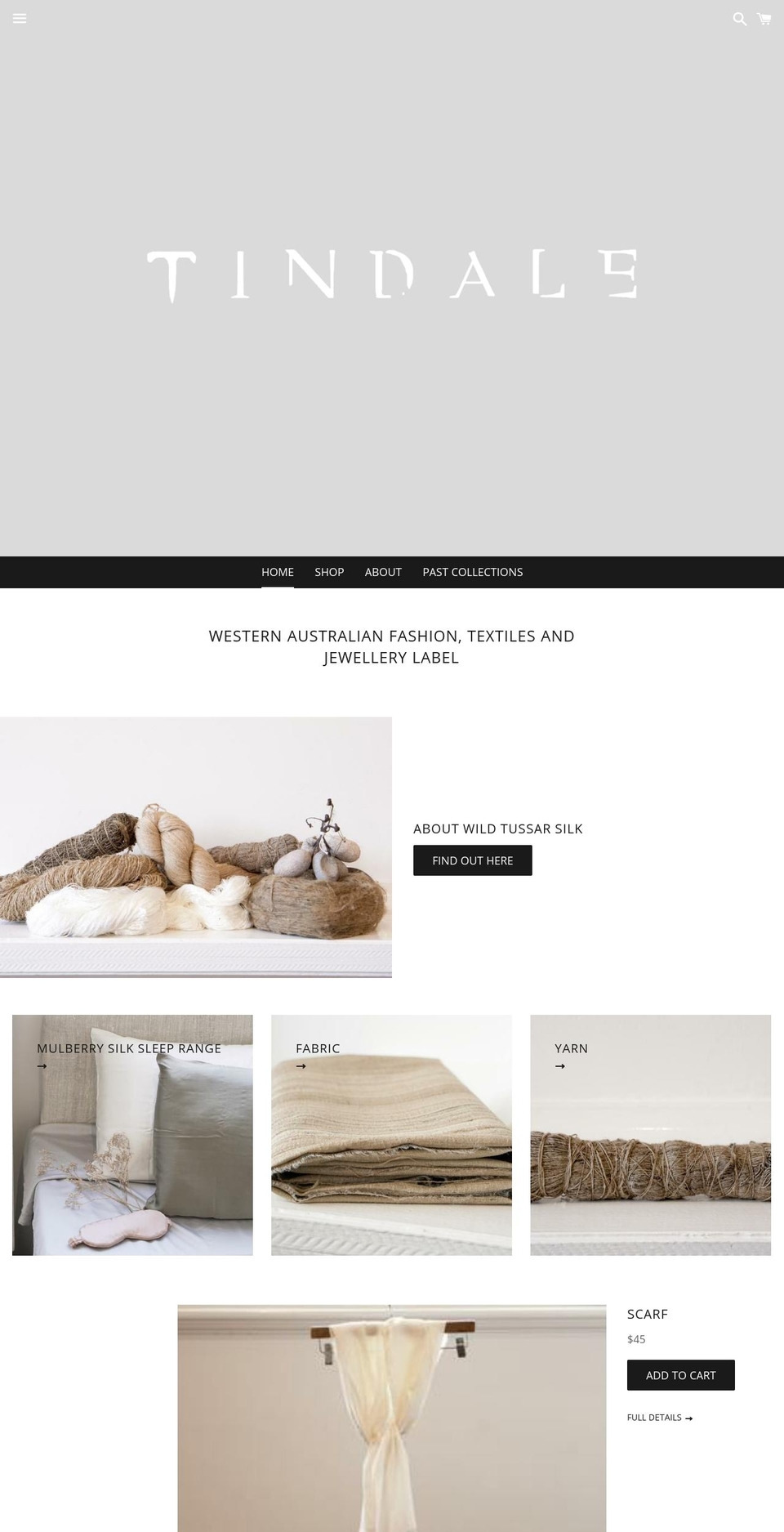 tindale-designs.com — Shopify storefront screenshot