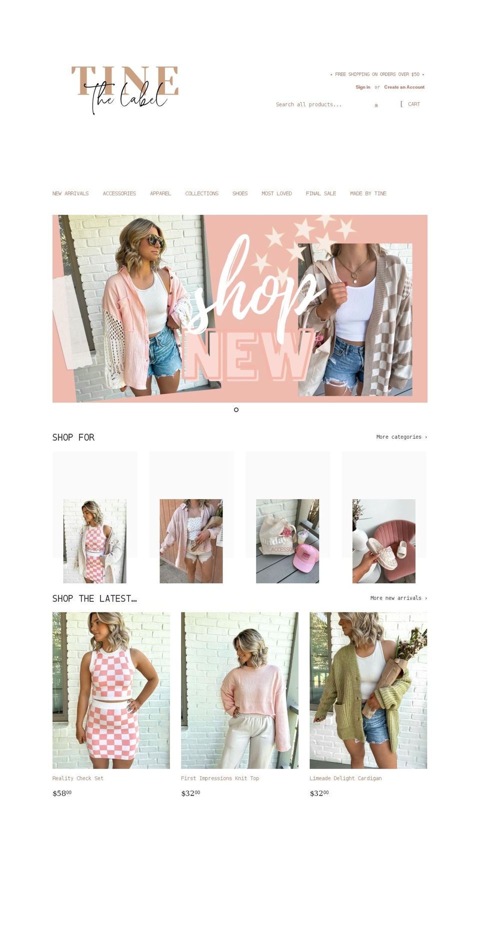 tinethelabel.com shopify website screenshot