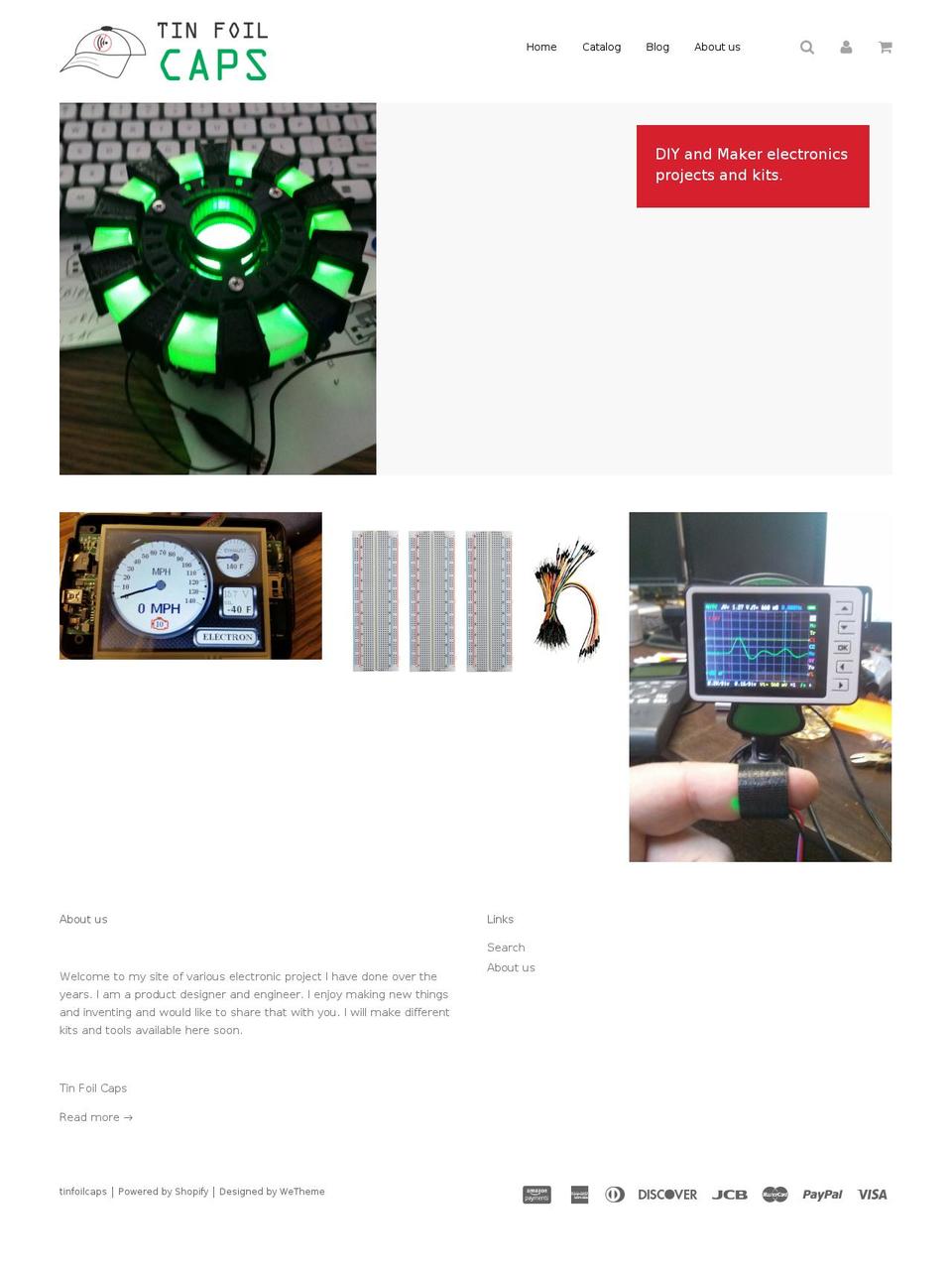 tinfoilcaps.com shopify website screenshot