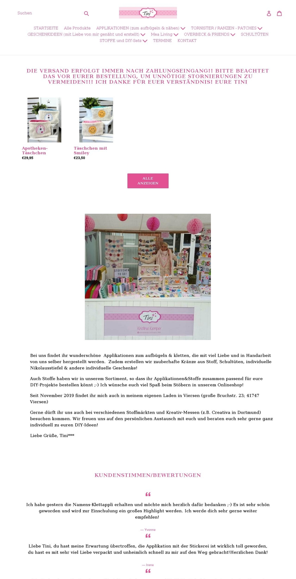 tini-stickt.de shopify website screenshot