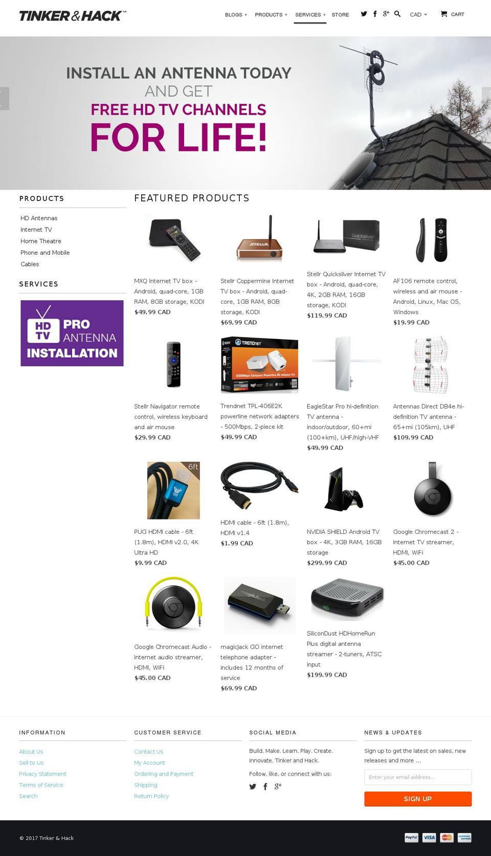 tinkandhack.com shopify website screenshot