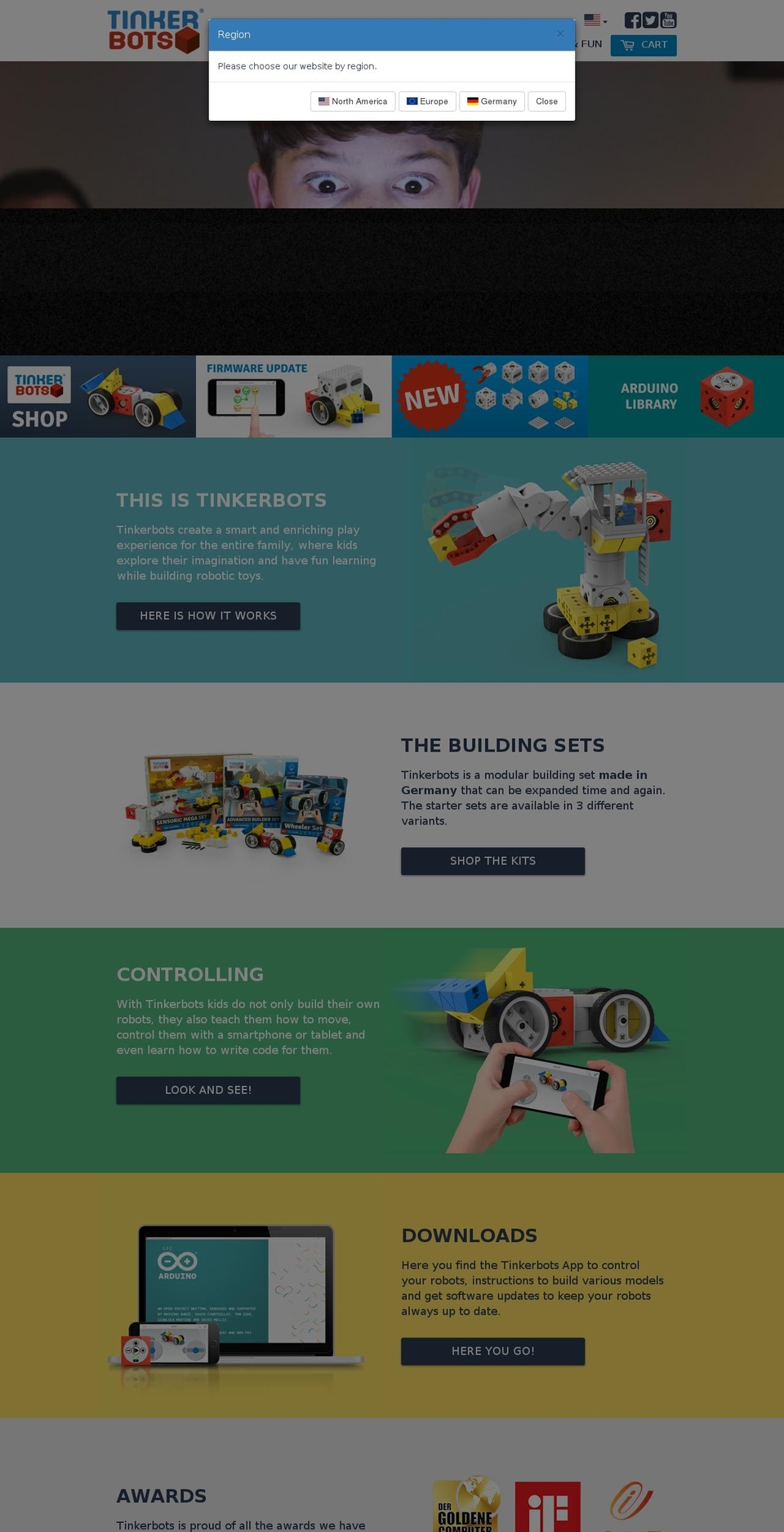 tinker-bots.com shopify website screenshot