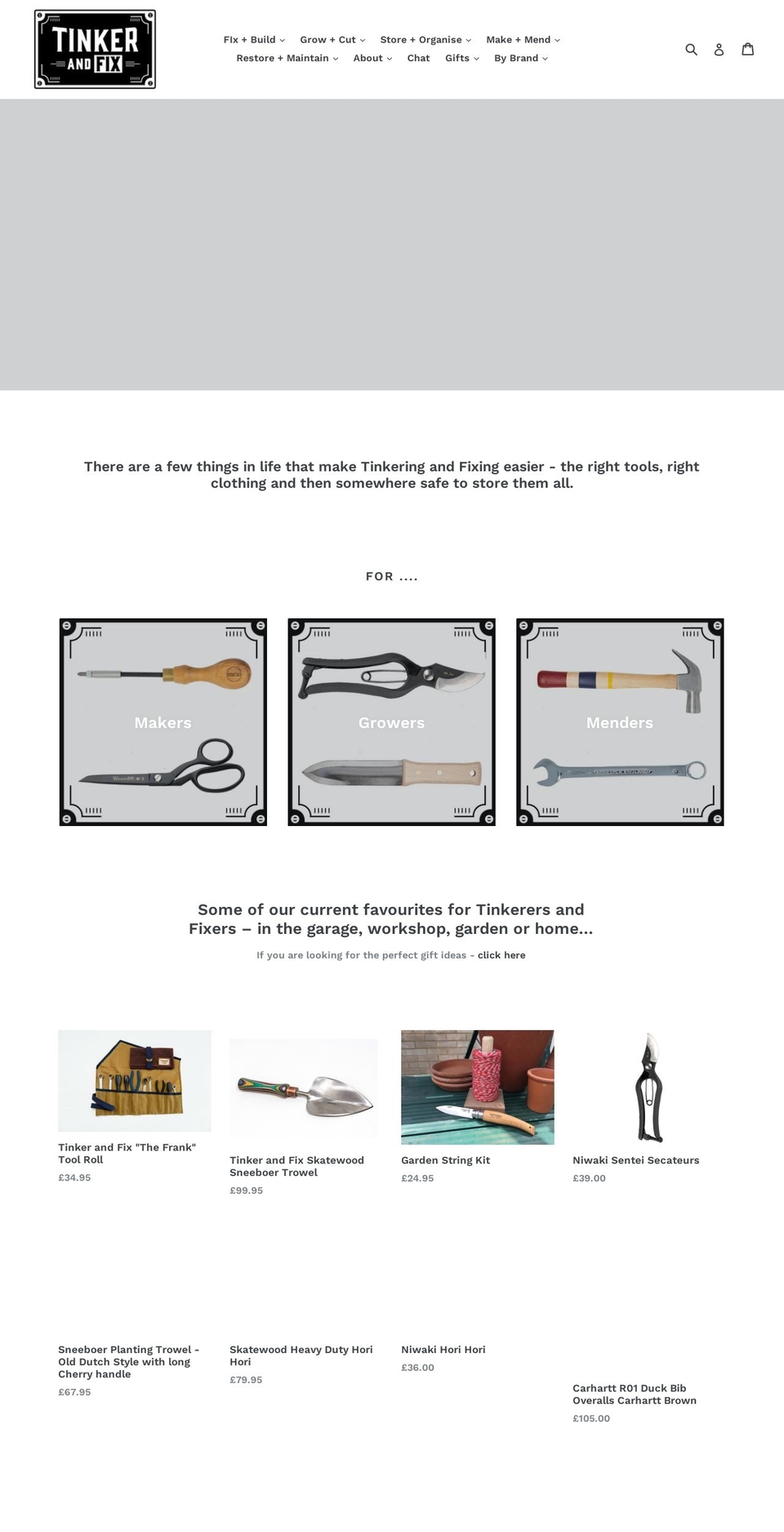 tinkerandfix.co.uk shopify website screenshot