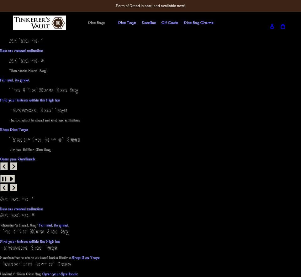 tinkerersvault.com shopify website screenshot
