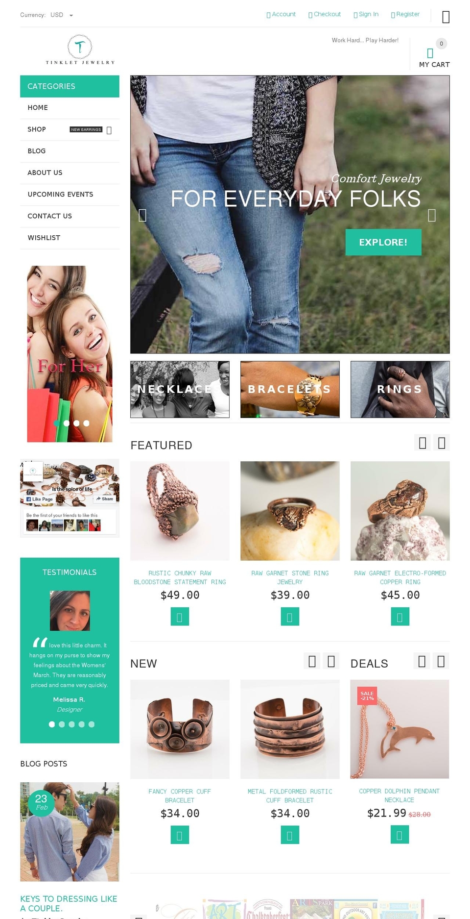 tinkletjewelry.com shopify website screenshot