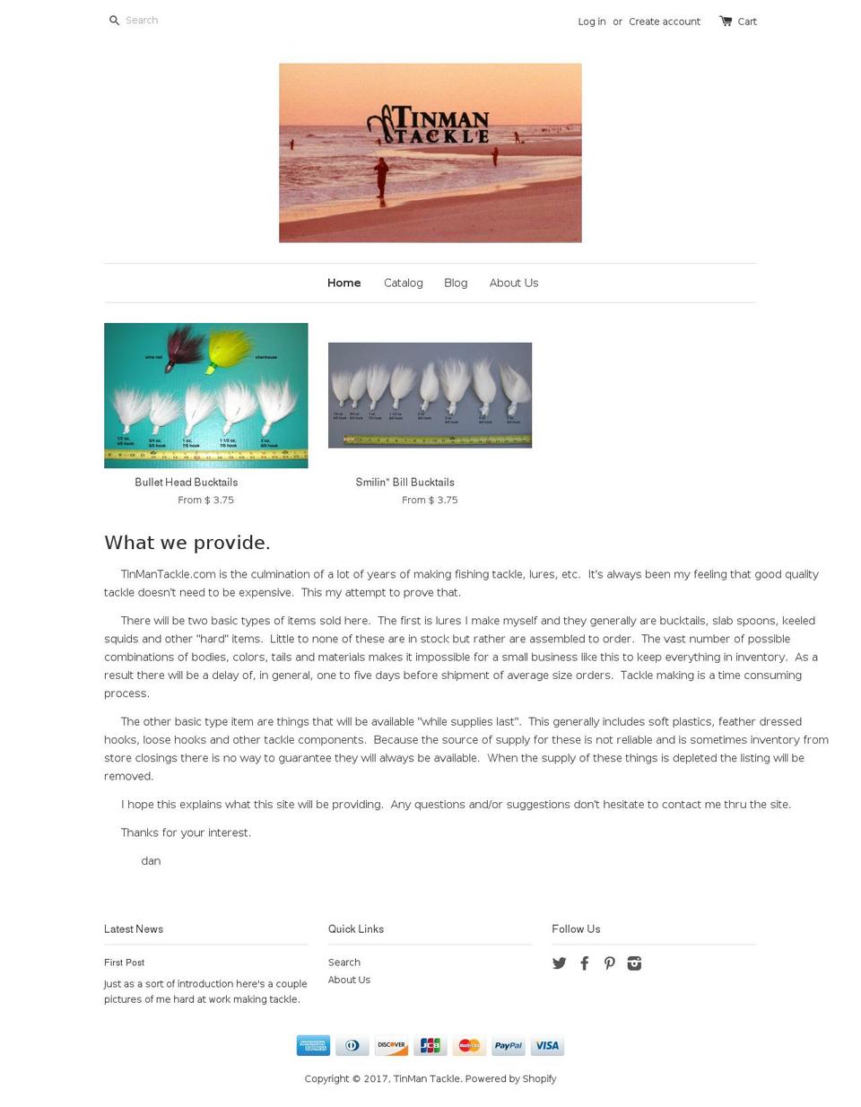 tinmantackle.com shopify website screenshot