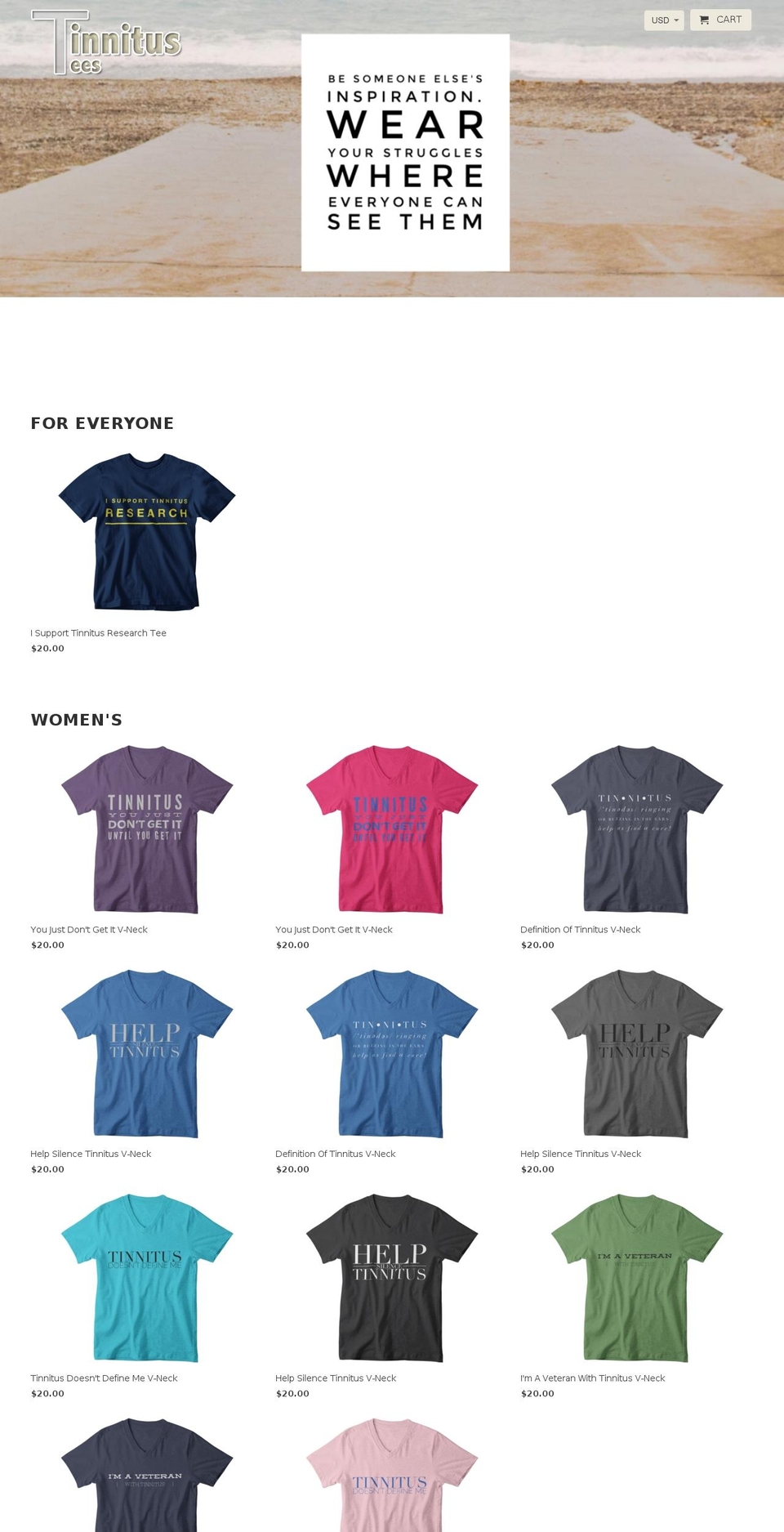 tinnitustees.com — Shopify storefront screenshot