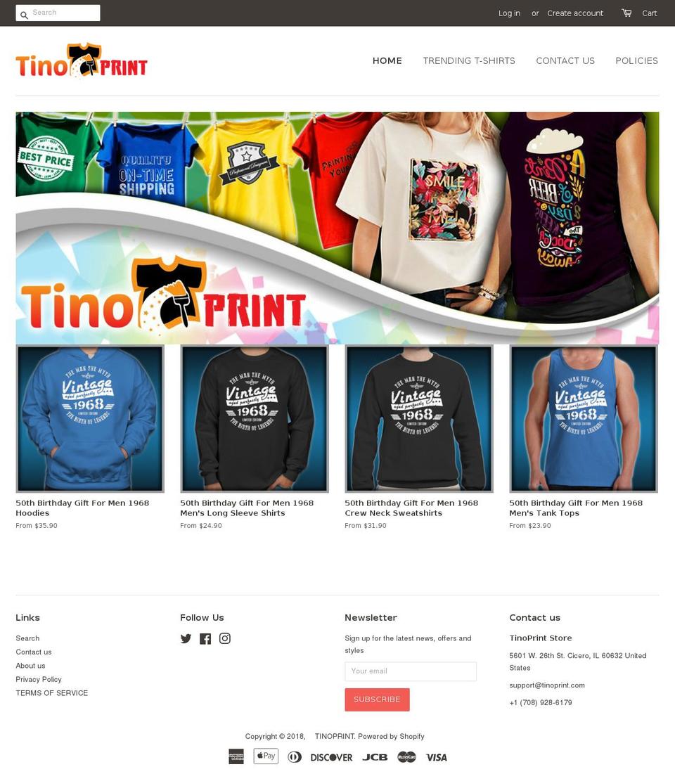tinoprint.com — Shopify storefront screenshot