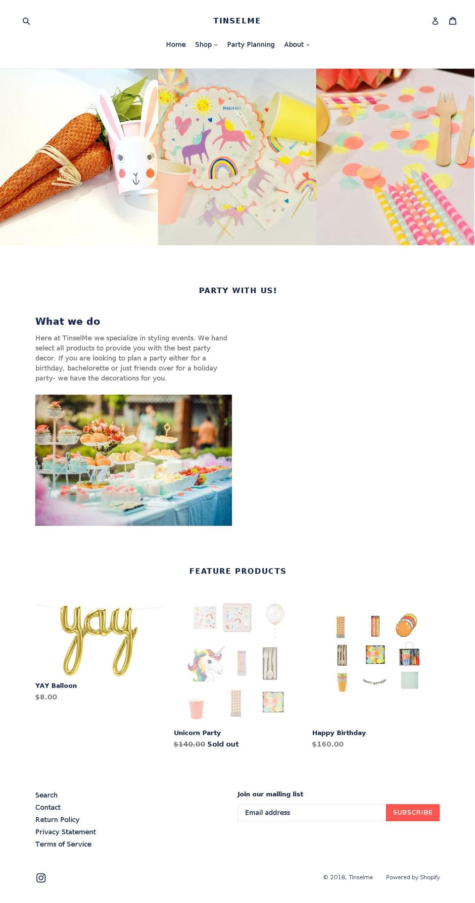 tinselme.com — Shopify storefront screenshot