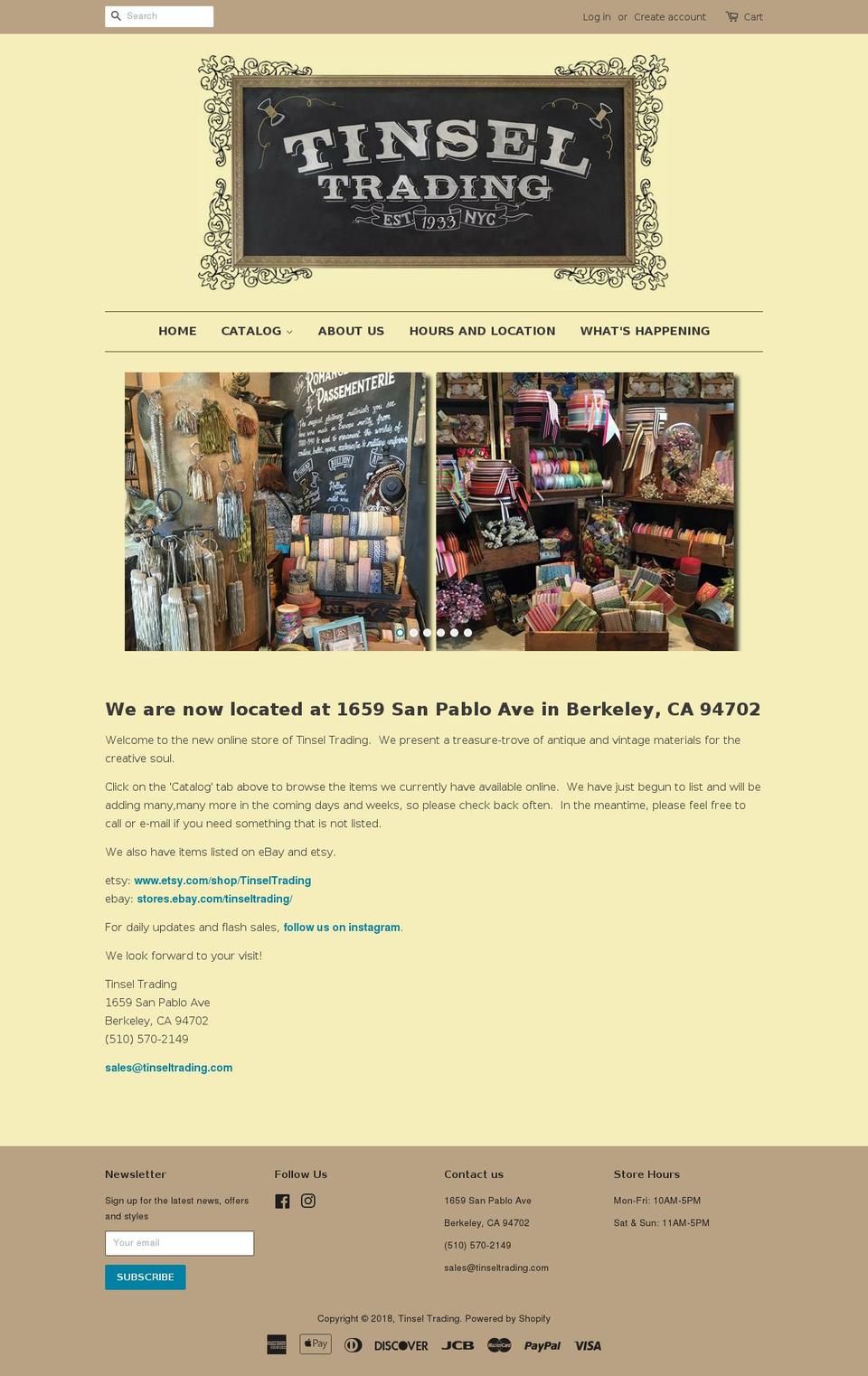 tinseltrading.com shopify website screenshot