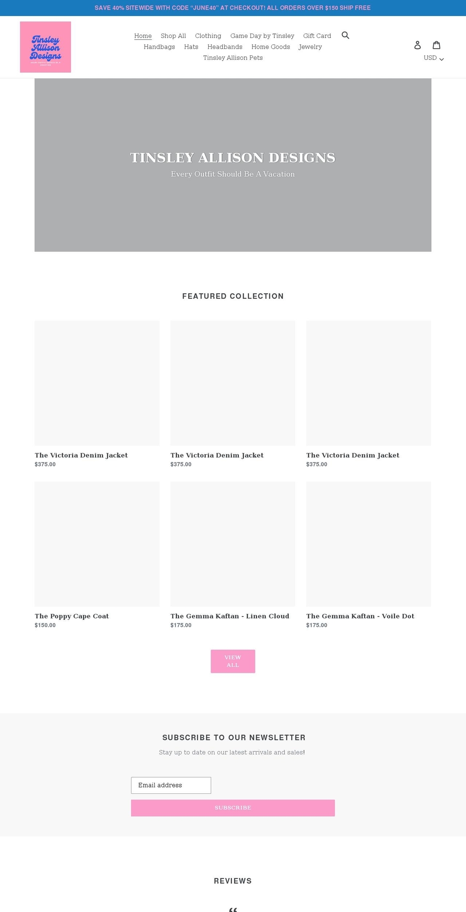 tinsleyallisondesigns.com shopify website screenshot