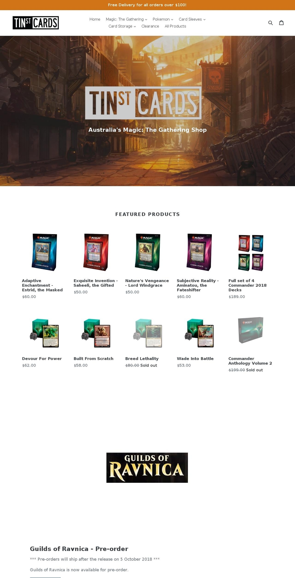 tinstreetcards.com.au shopify website screenshot