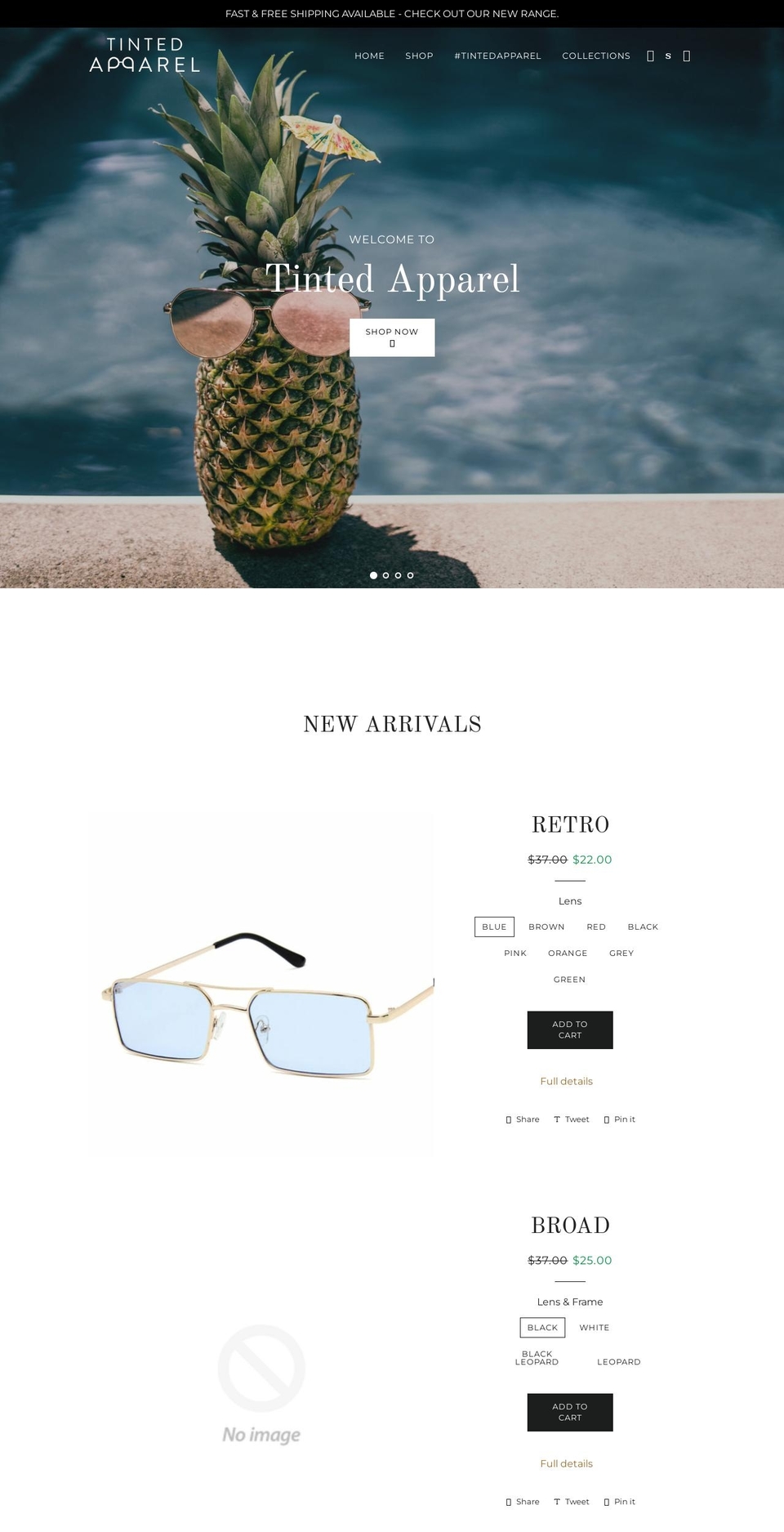tintedapparel.com — Shopify storefront screenshot