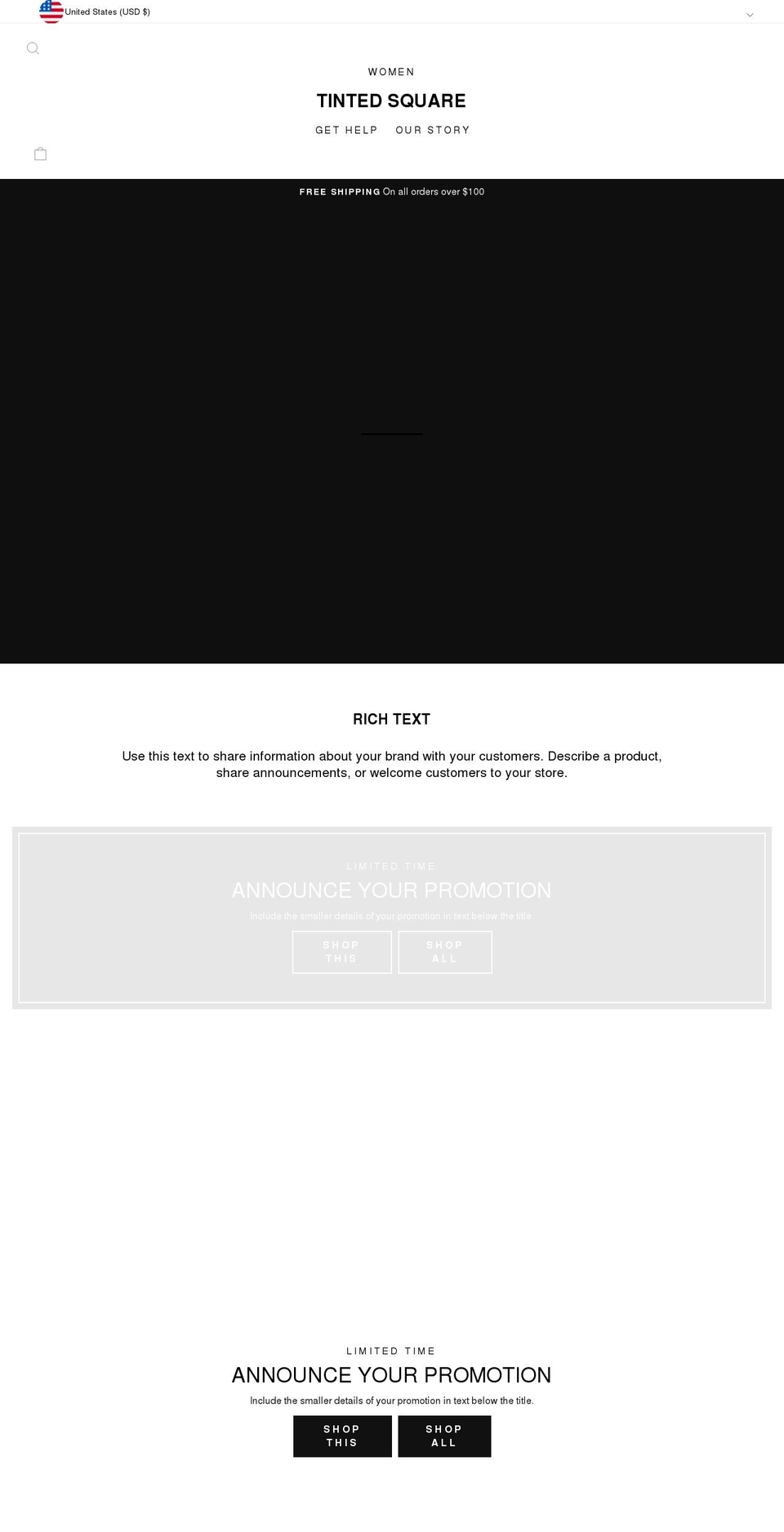 tintedsquare.com shopify website screenshot