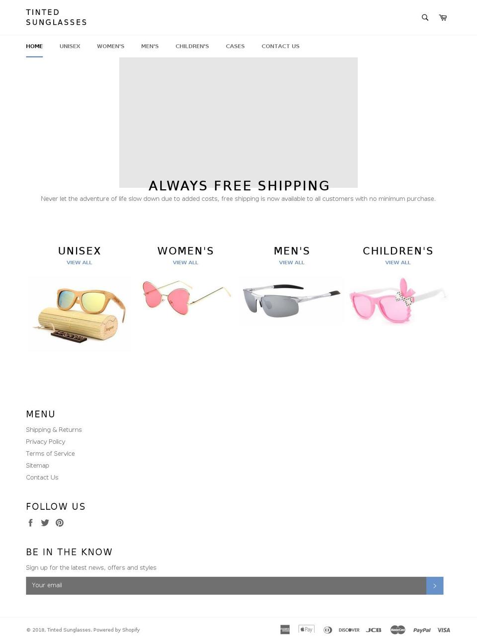 tintedsunglasses.com — Shopify storefront screenshot