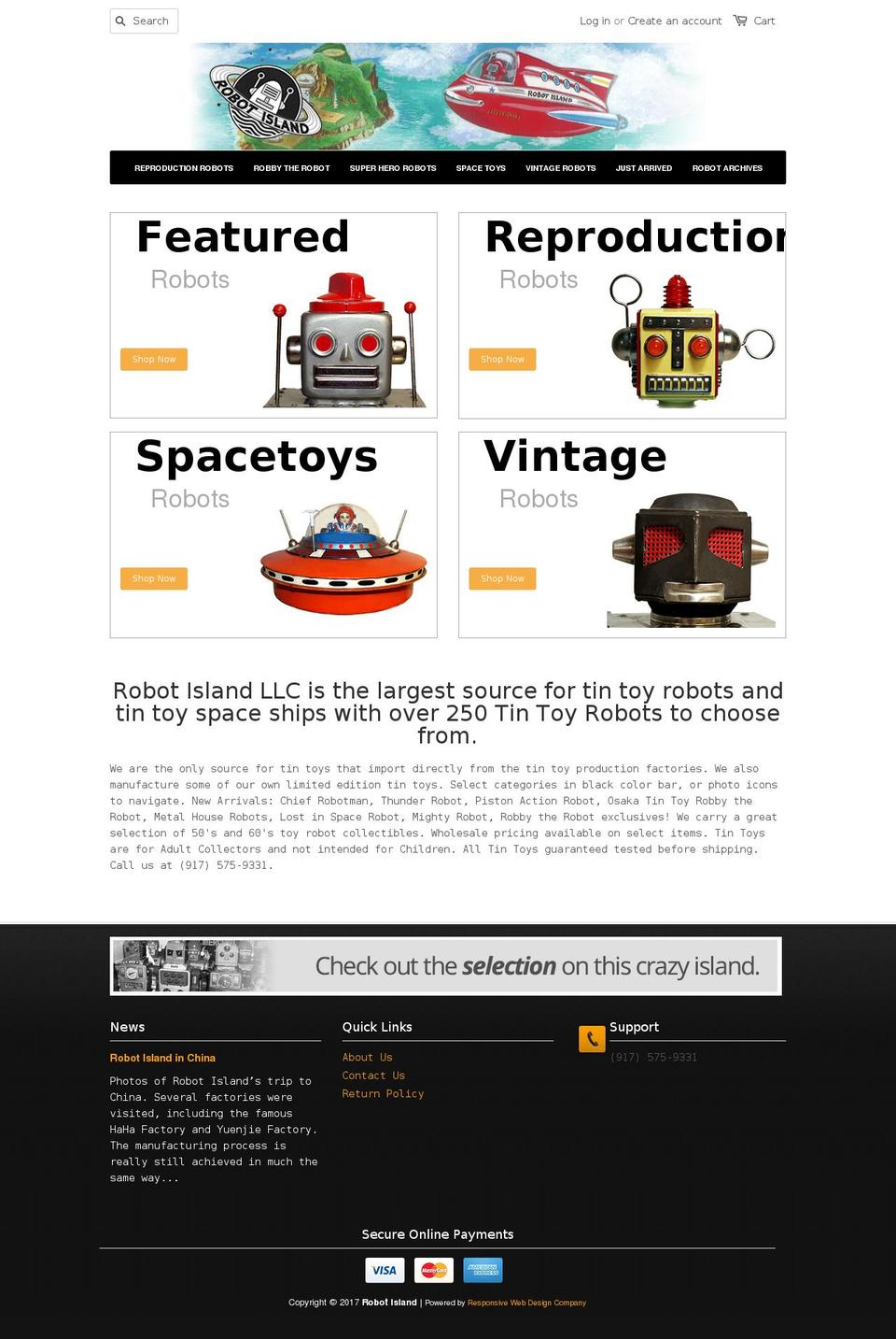 tintoyrobotsandspacetoys.com shopify website screenshot