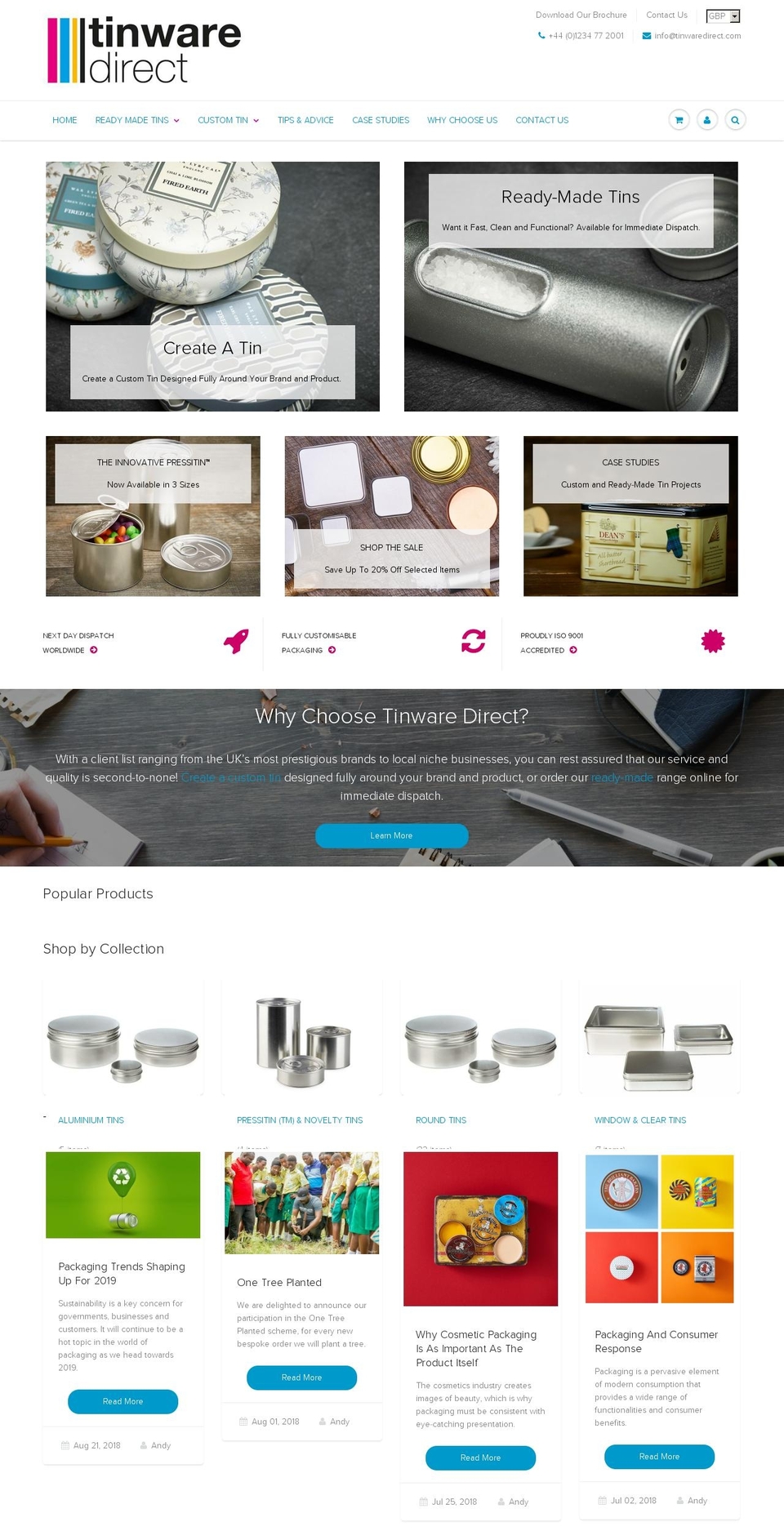 tinware-direct.com — Shopify storefront screenshot