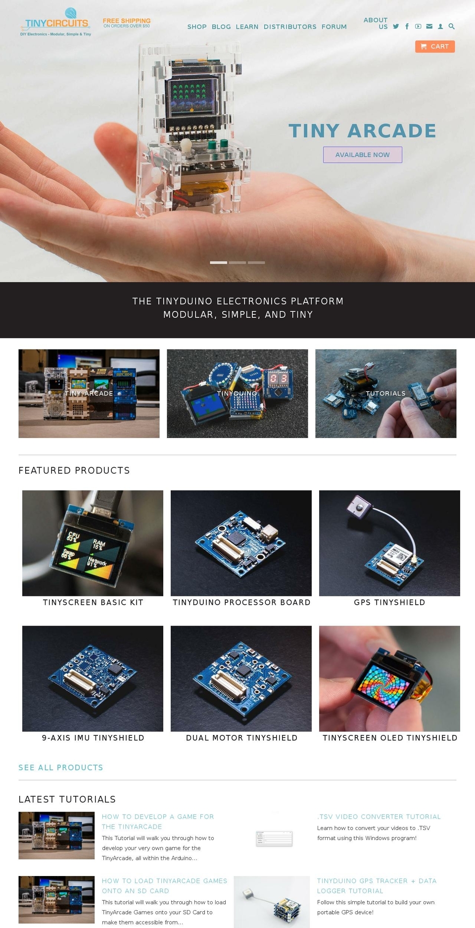 tiny-circuits.com shopify website screenshot