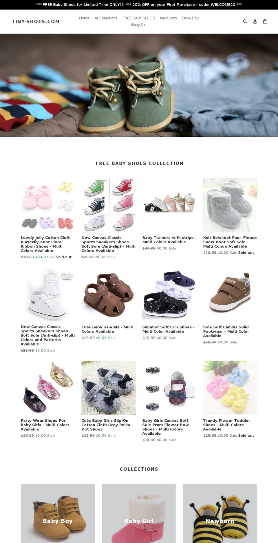 tiny-shoes.com shopify website screenshot