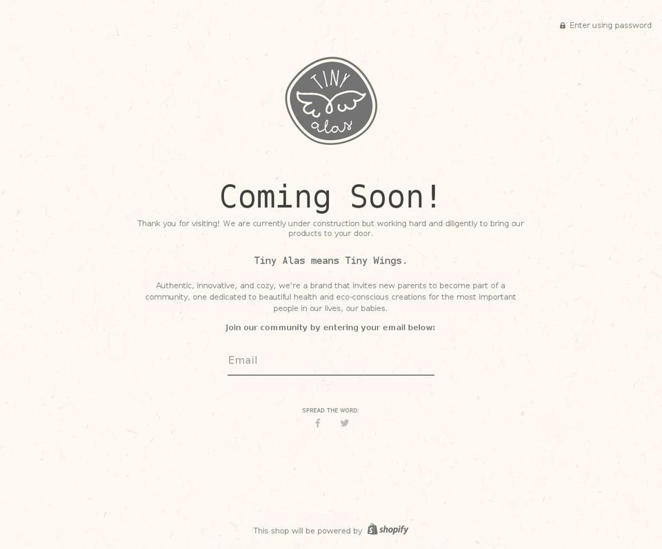 tinyalas.com shopify website screenshot