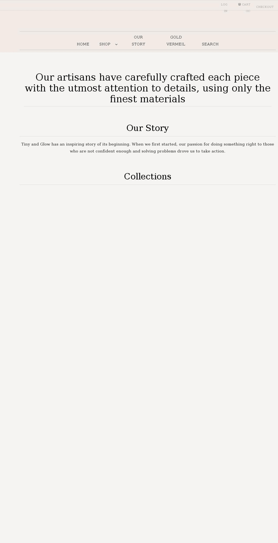 tinyandglow.com shopify website screenshot