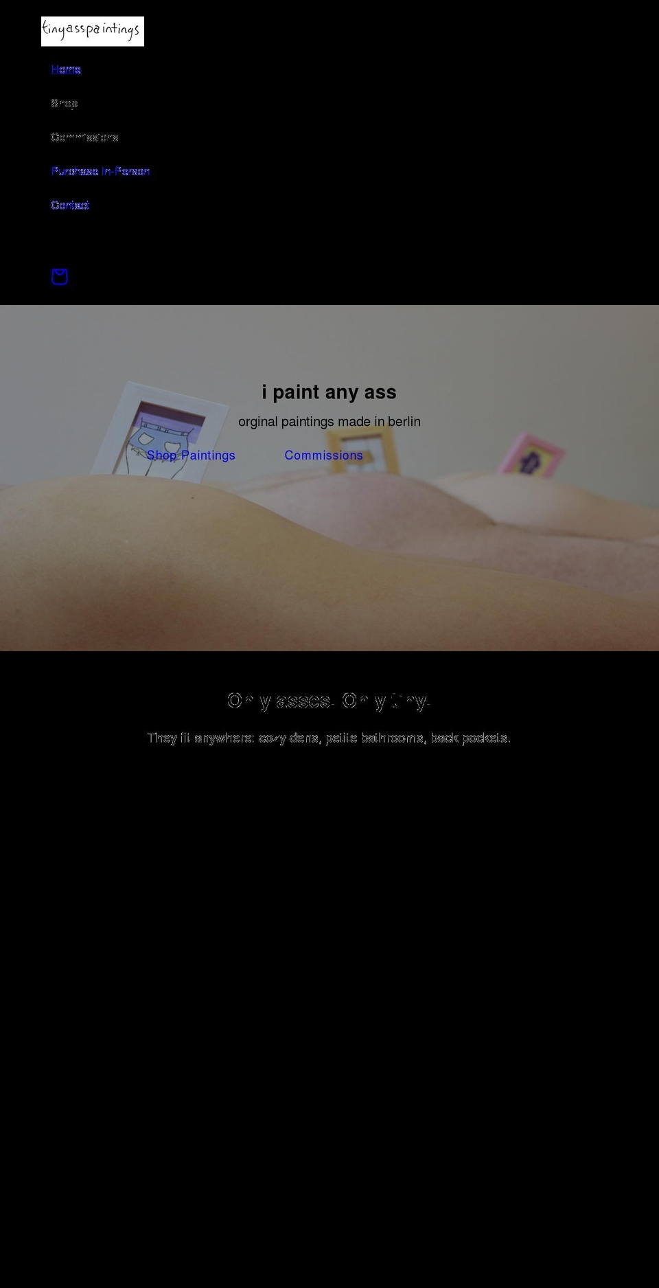 tinyasspaintings.com shopify website screenshot