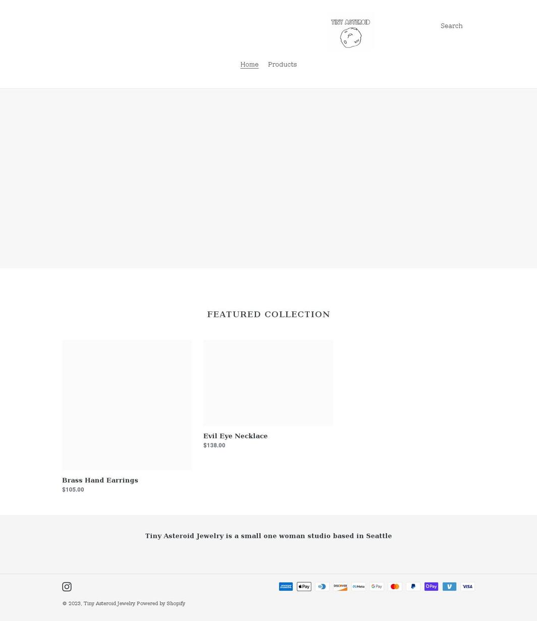 tinyasteroidjewelry.com shopify website screenshot