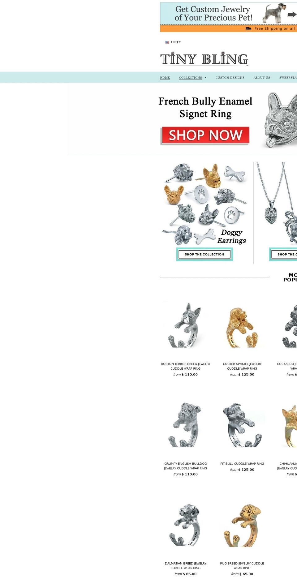 tinyblings.com shopify website screenshot