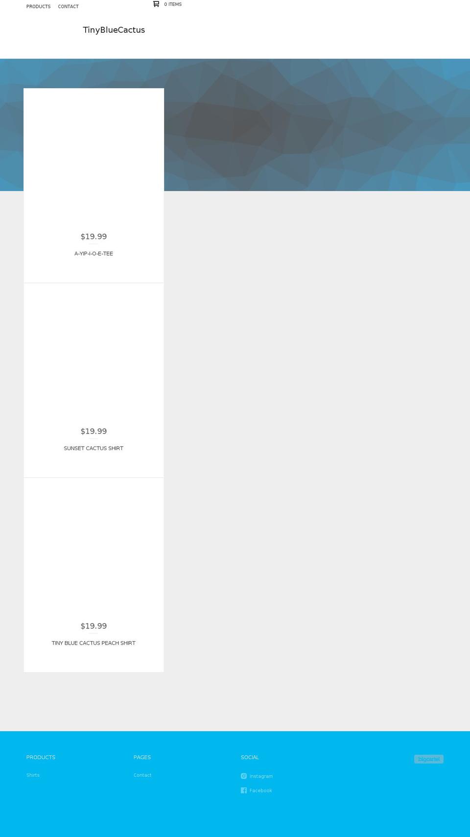 tinybluecactus.com — Shopify storefront screenshot