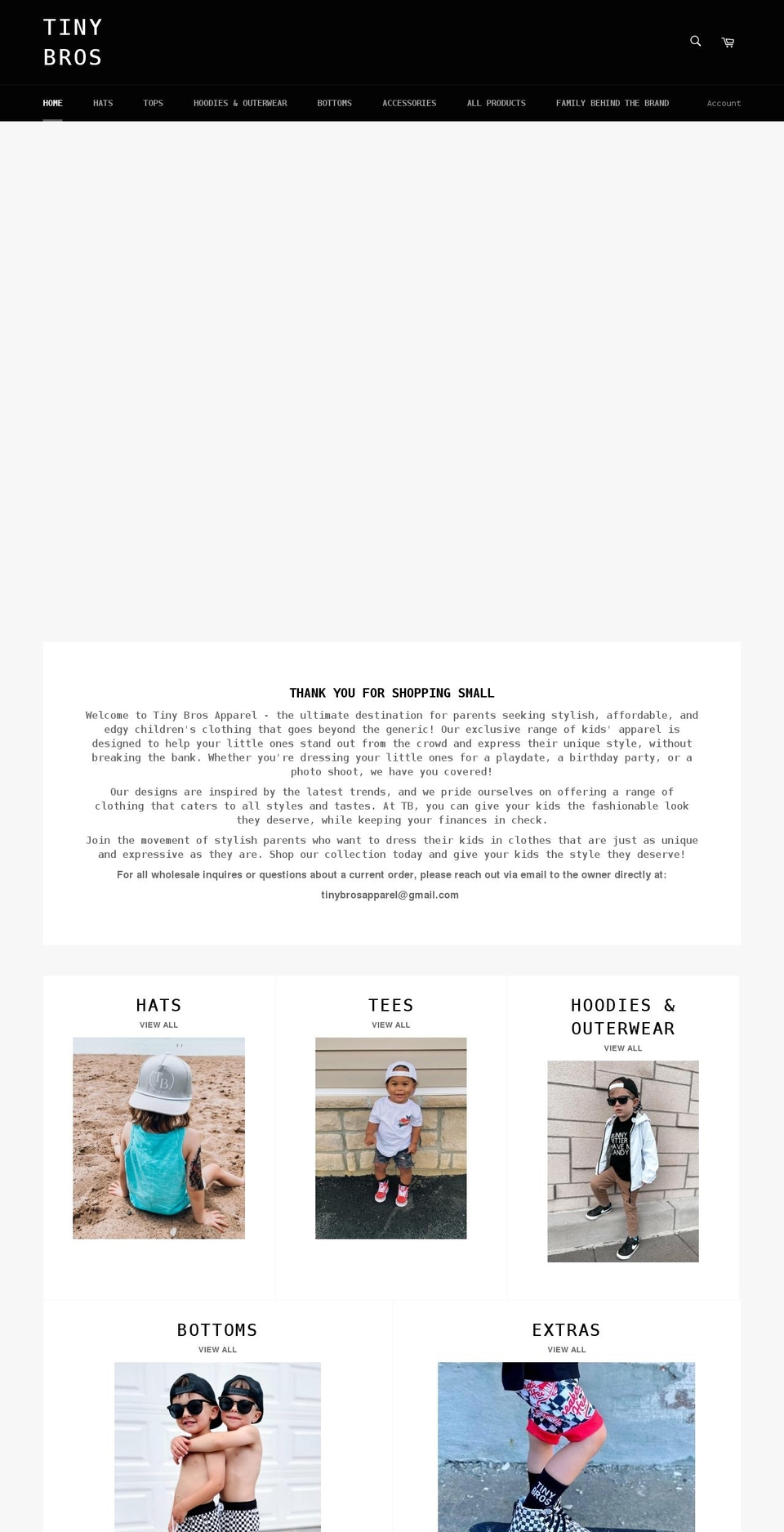 tinybrosapparel.com shopify website screenshot