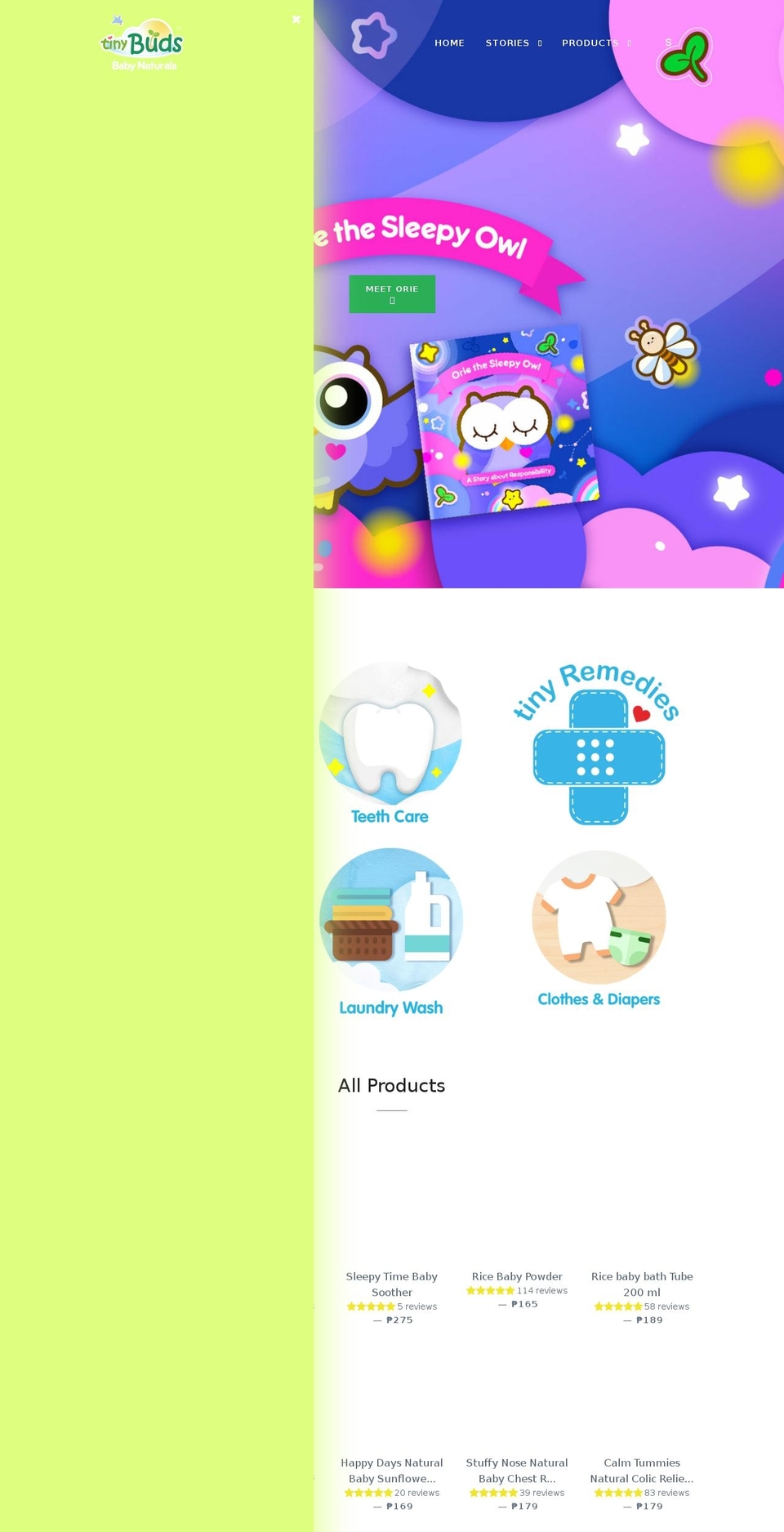 tinybudsbaby.com shopify website screenshot