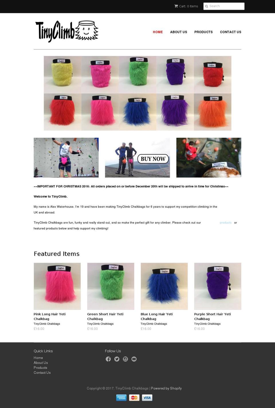 tinyclimb.com shopify website screenshot