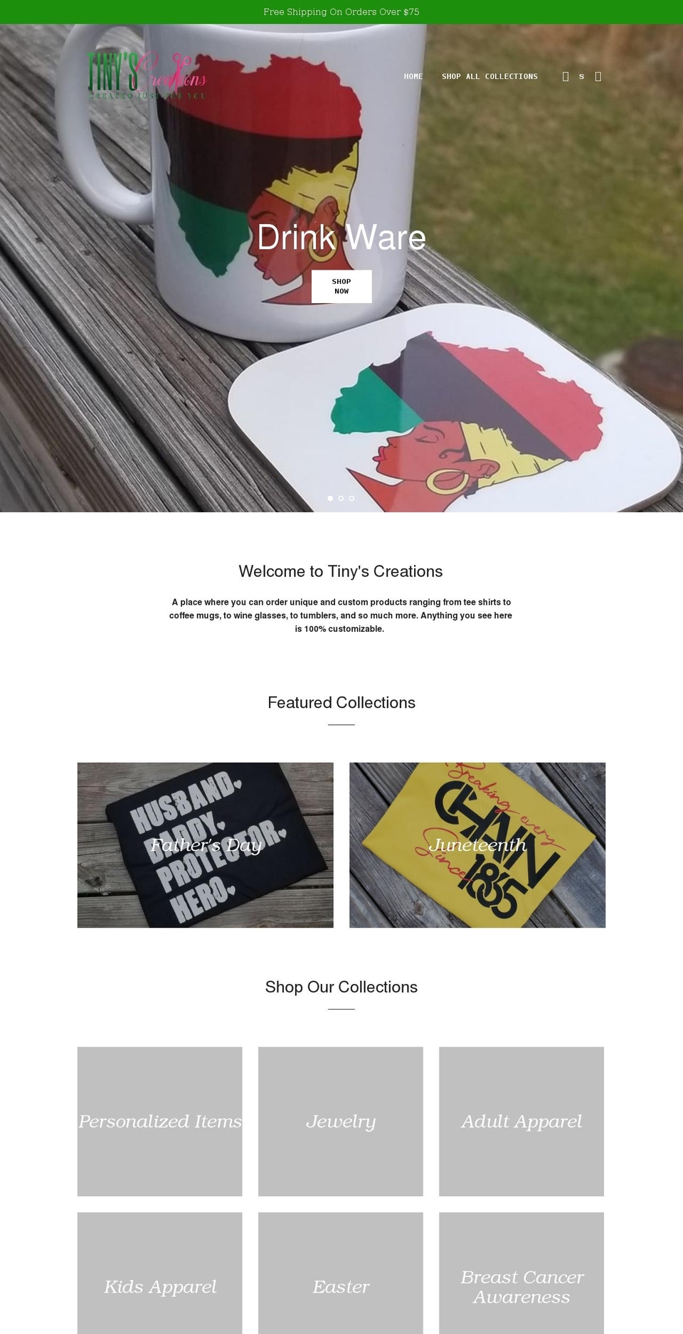 tinycreates.com shopify website screenshot