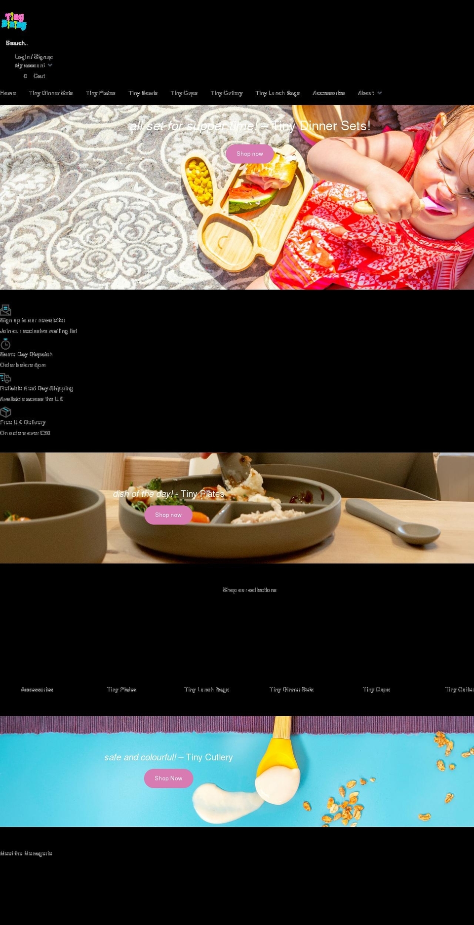 tinydining.co.uk shopify website screenshot
