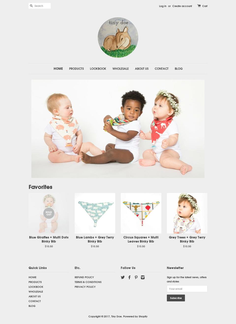 tinydoe.com shopify website screenshot