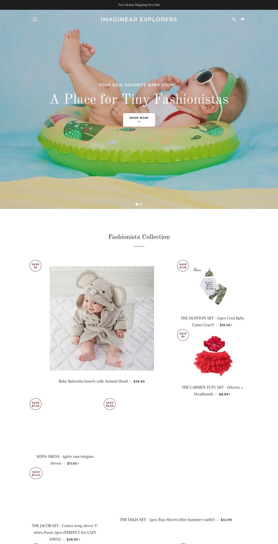 tinyfashionistas.com — Shopify storefront screenshot