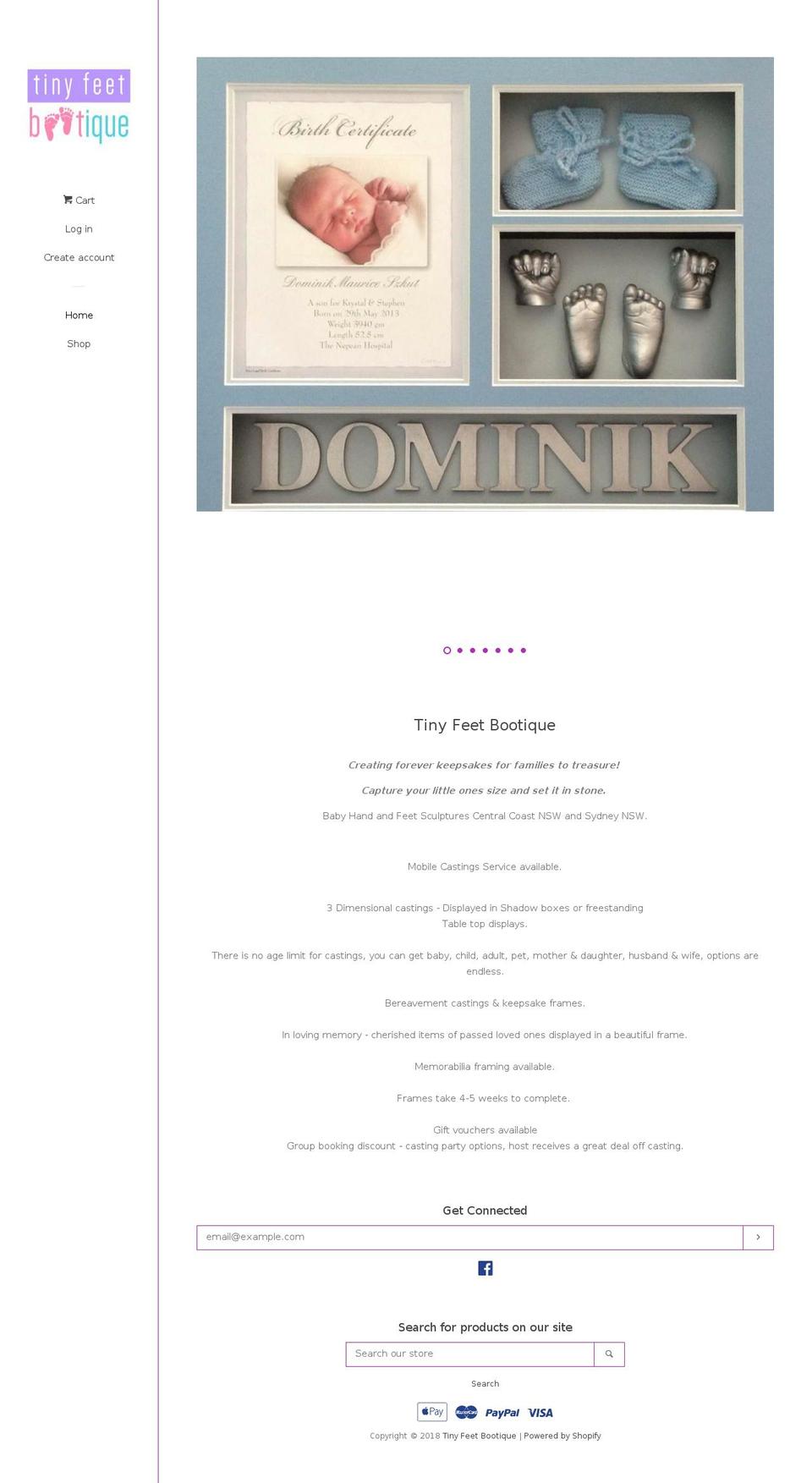 tinyfeetbootique.com — Shopify storefront screenshot