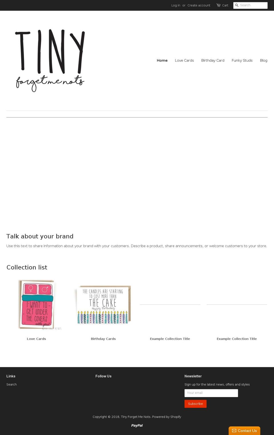 tinyforgetmenots.com shopify website screenshot