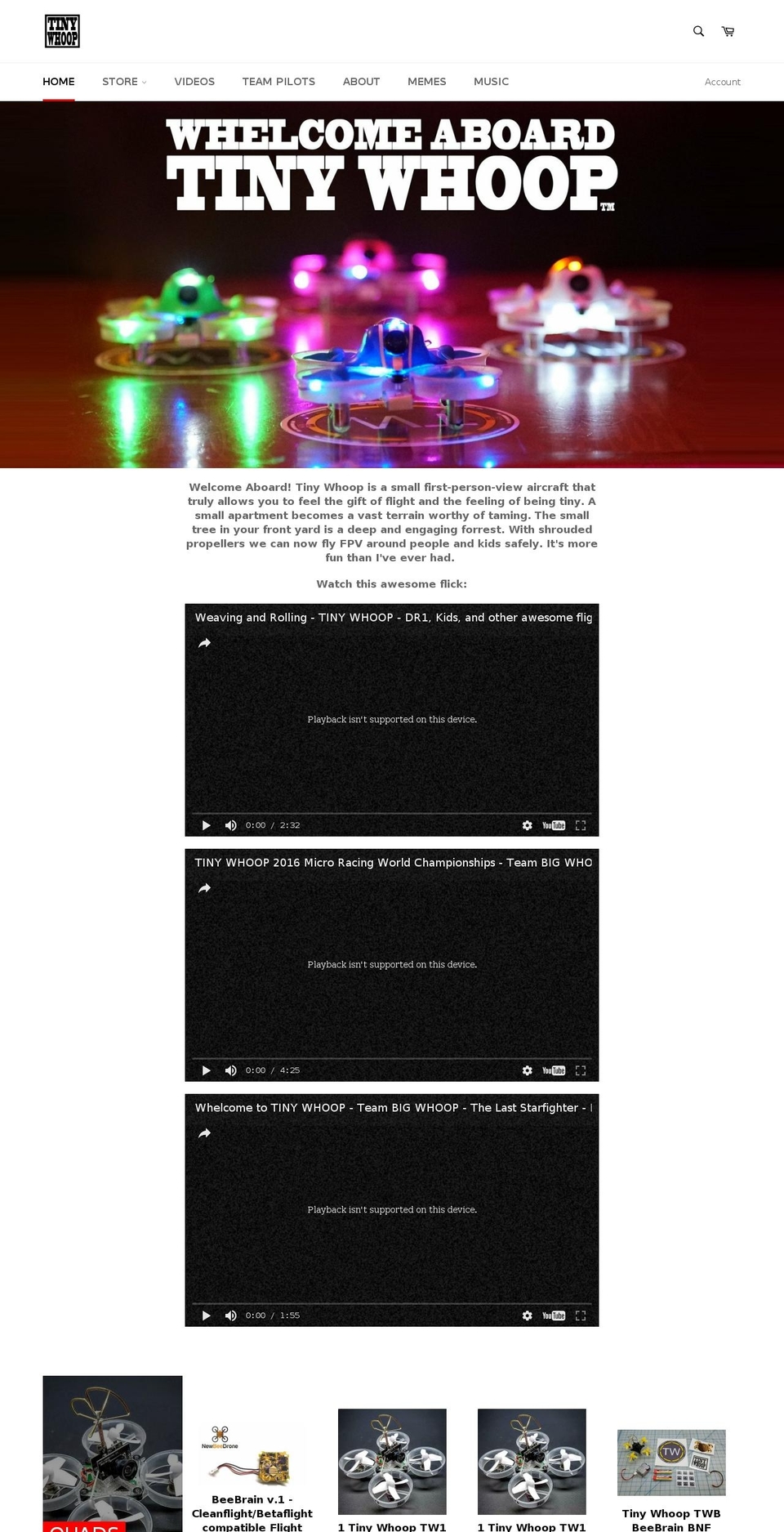tinyfpv.com shopify website screenshot