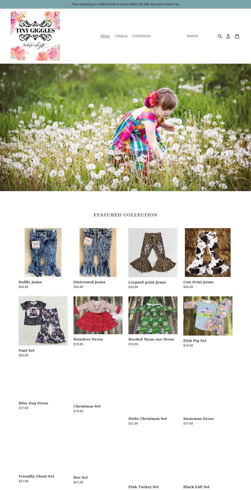 tinygigglesboutique.com shopify website screenshot