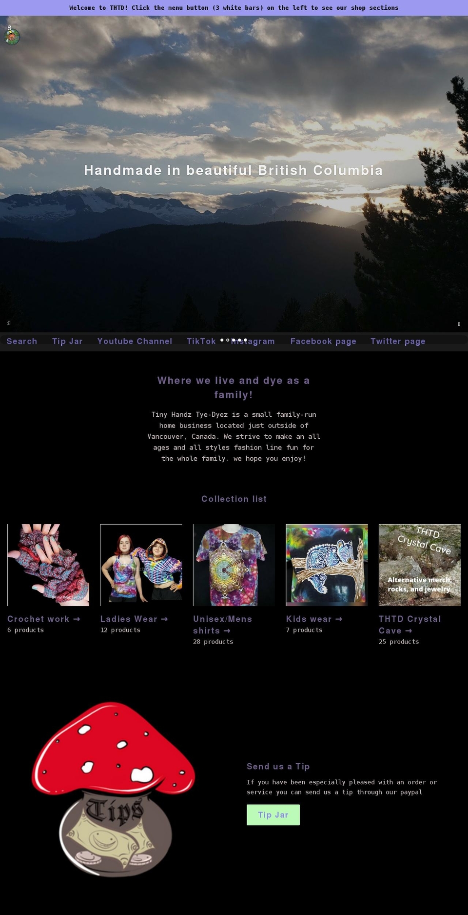 tinyhandztyedyez.com shopify website screenshot