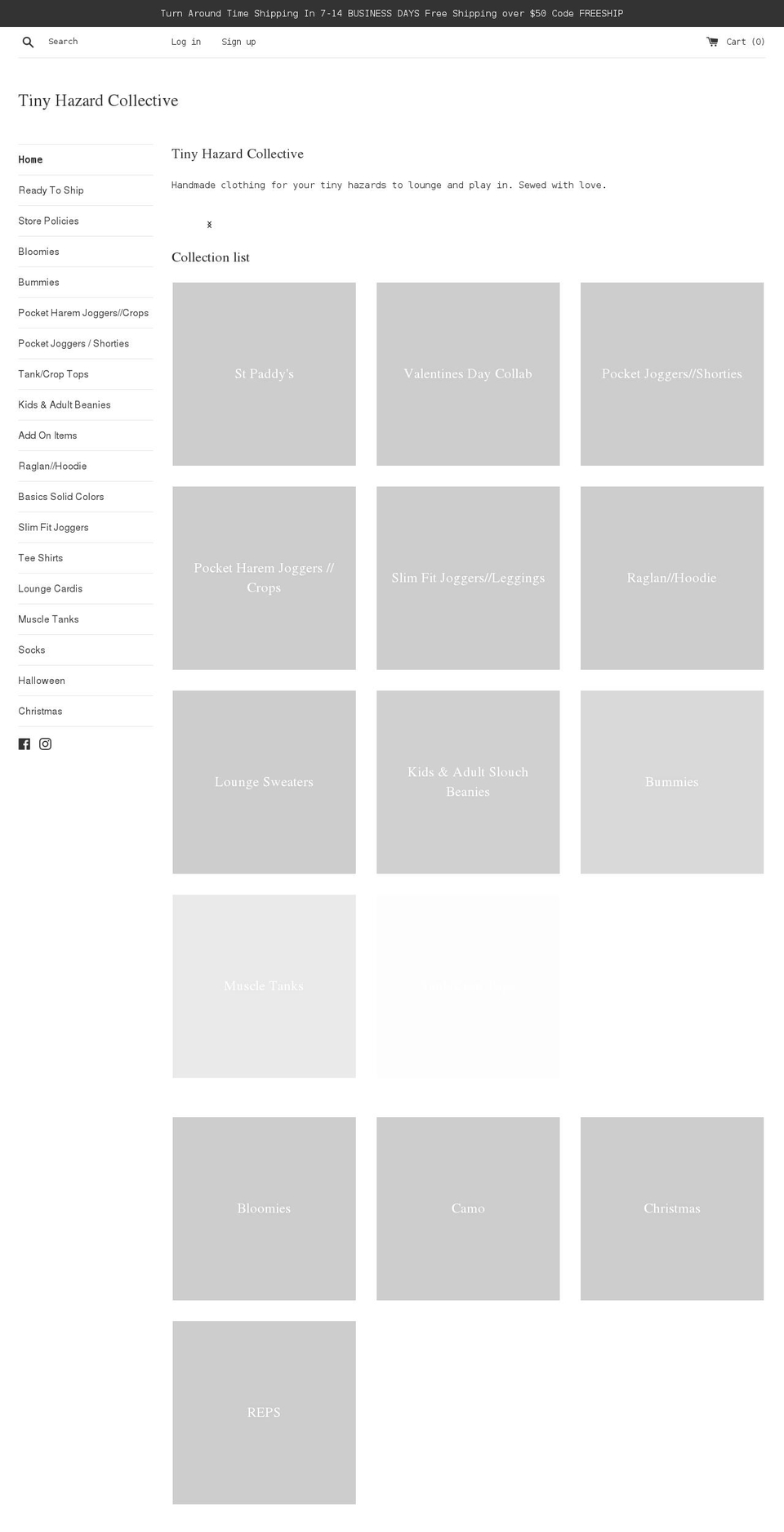 tinyhazardco.com shopify website screenshot