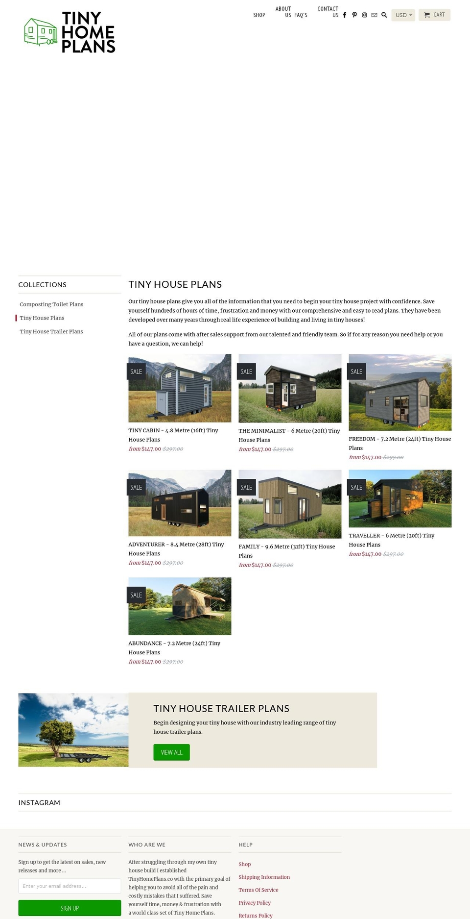 tinyhomeplans.co shopify website screenshot