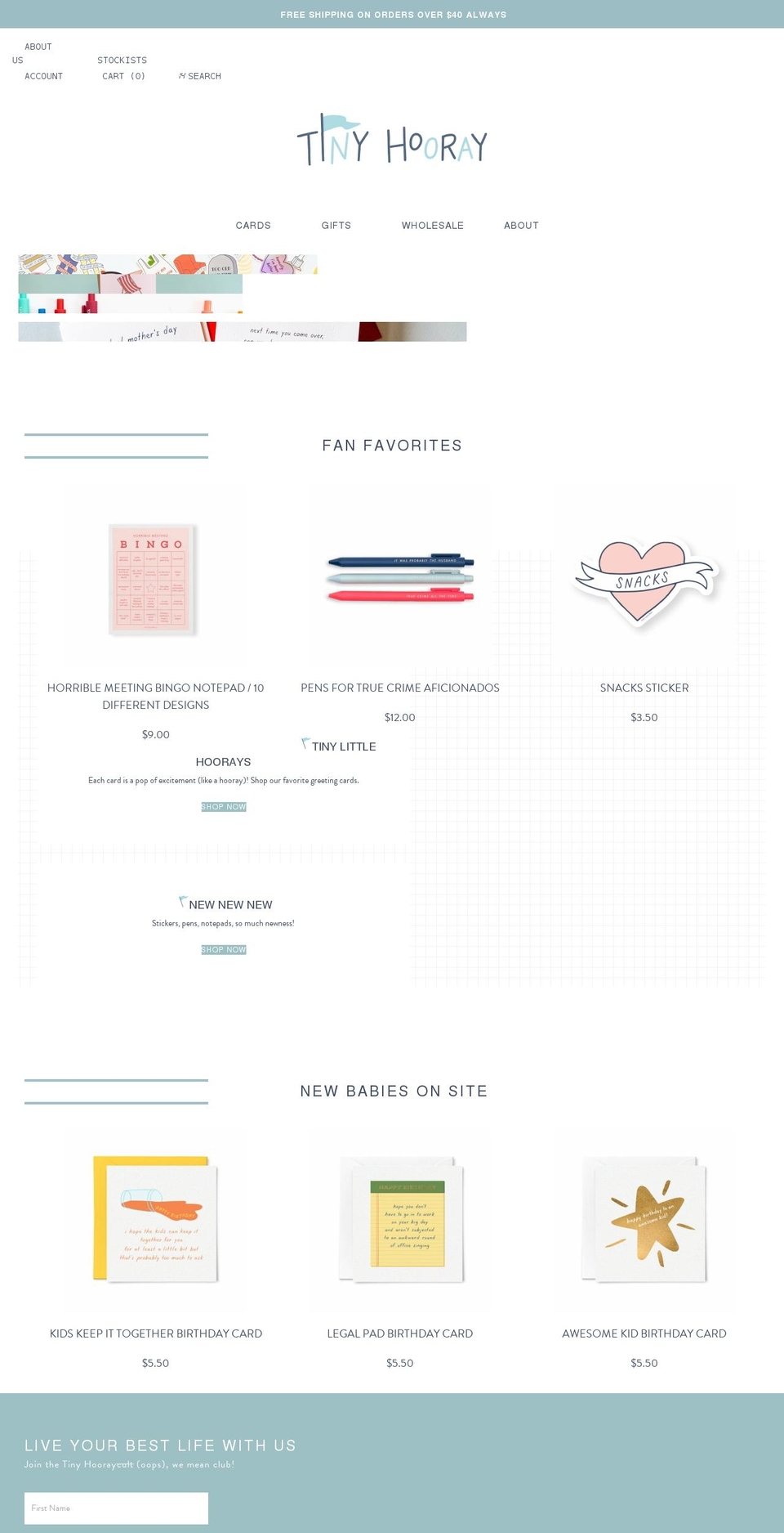 tinyhooray.com shopify website screenshot