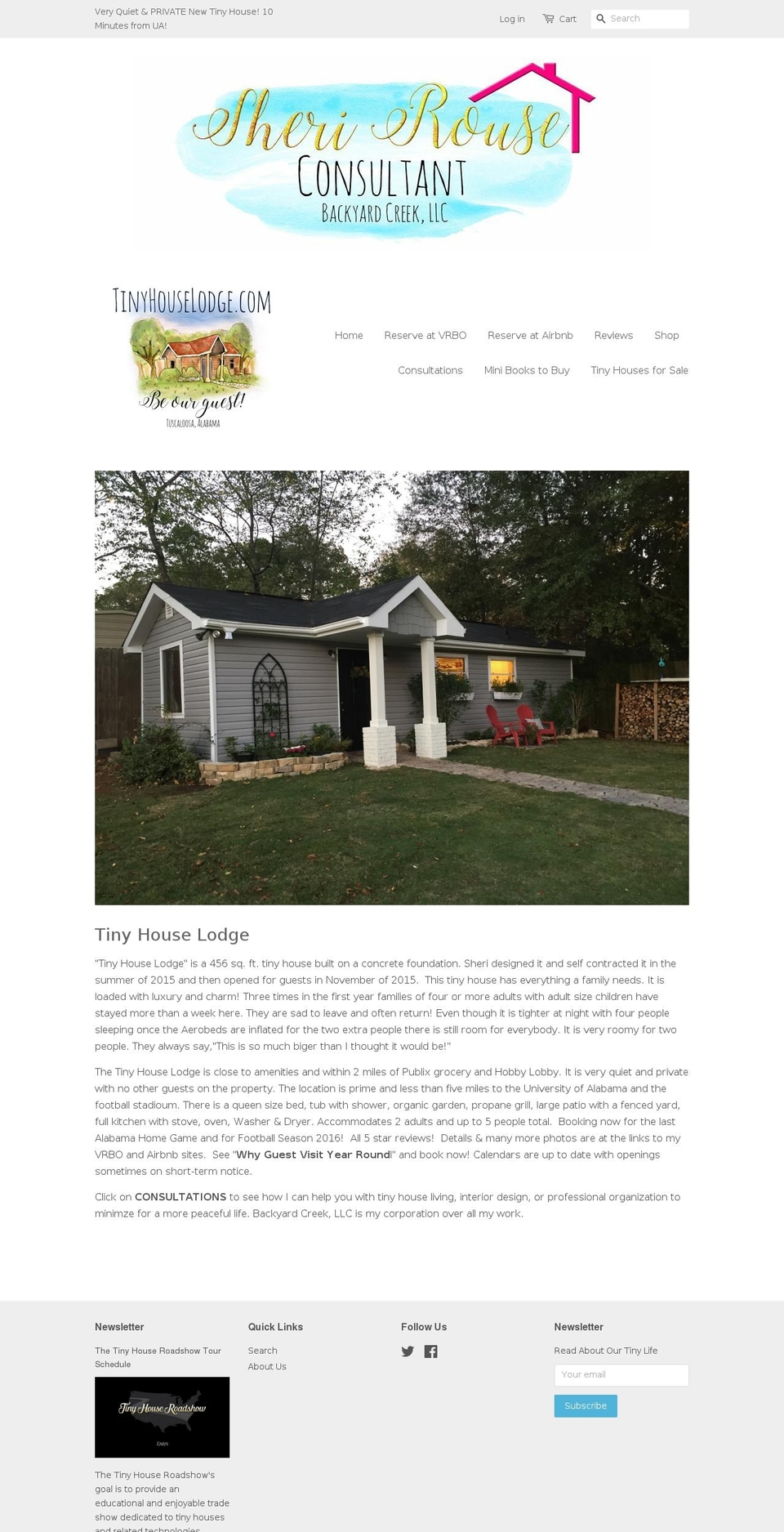tinyhouselodge.com shopify website screenshot