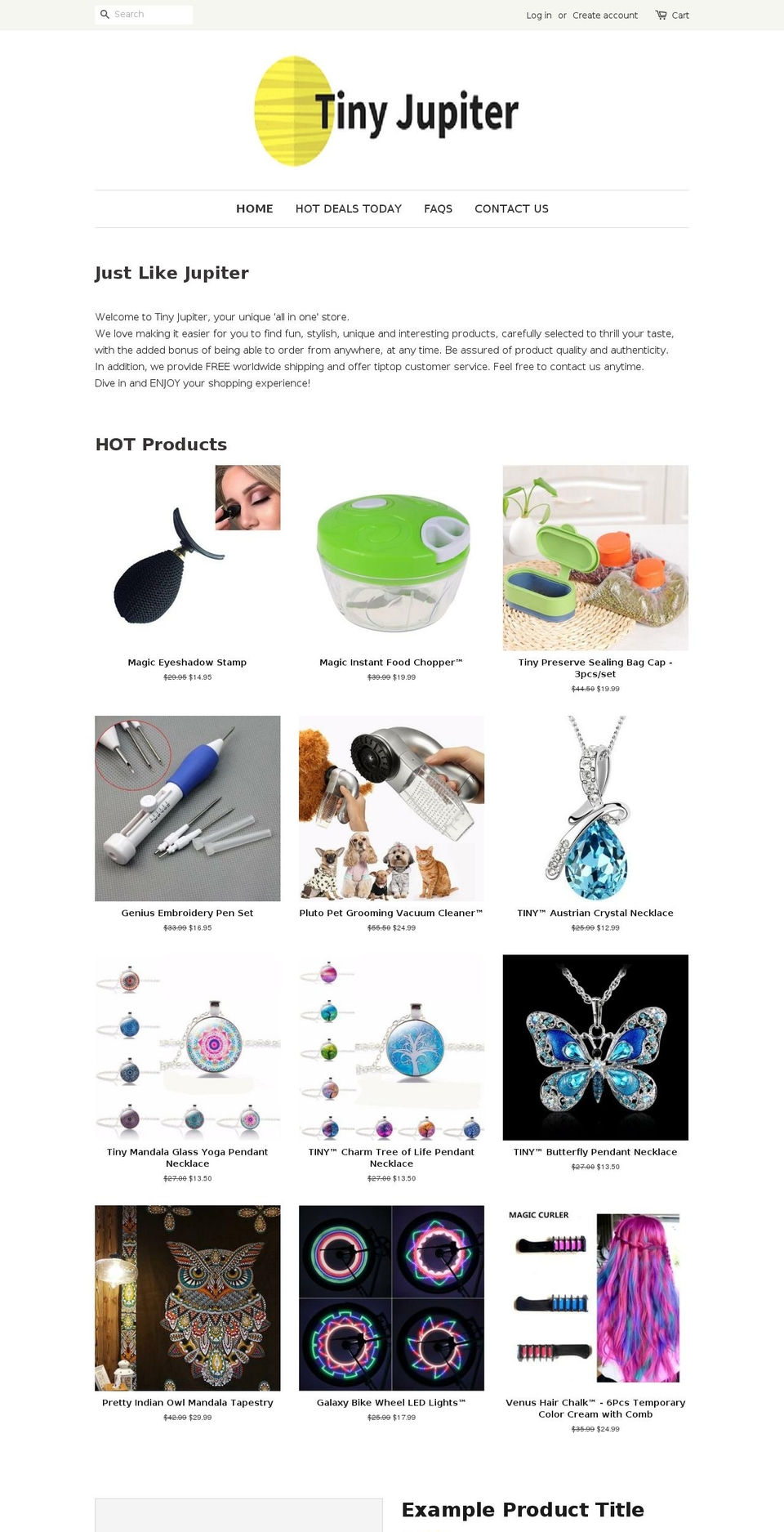 tinyjupiter.com — Shopify storefront screenshot