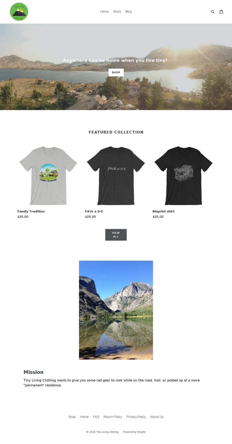 tinylivingclothing.com — Shopify storefront screenshot
