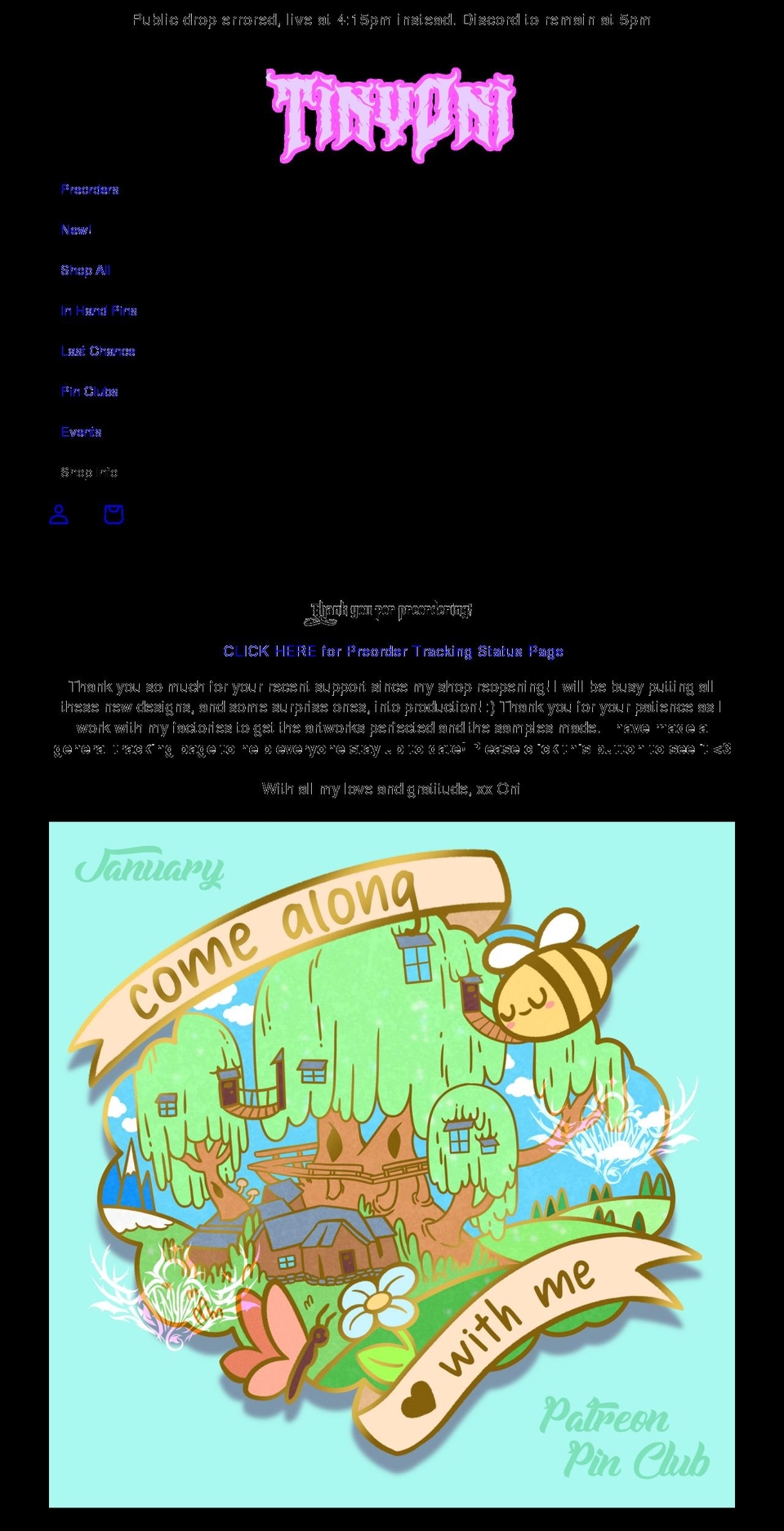 tinyoni.com shopify website screenshot