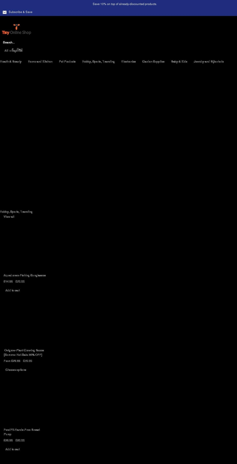 tinyonlineshop.com shopify website screenshot